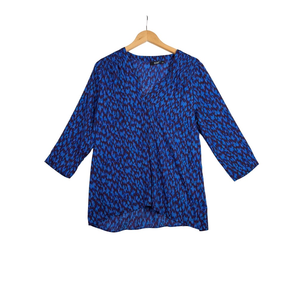 ANA V-neck Long Sleeve Tunic size Large Blue/Purple